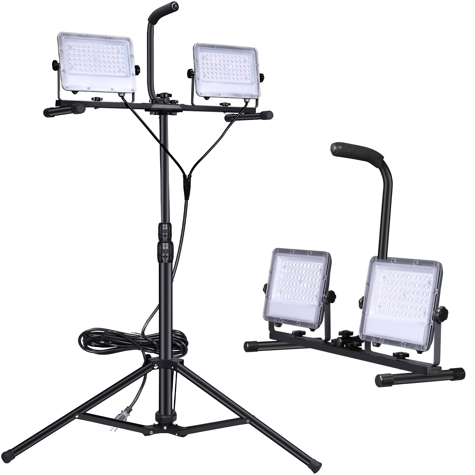 Work Lights 21000 Lumen LED Work Lights with Stand, Dual Head LED Work Light Waterproof Led Work Light 200W Led Work Lights Port