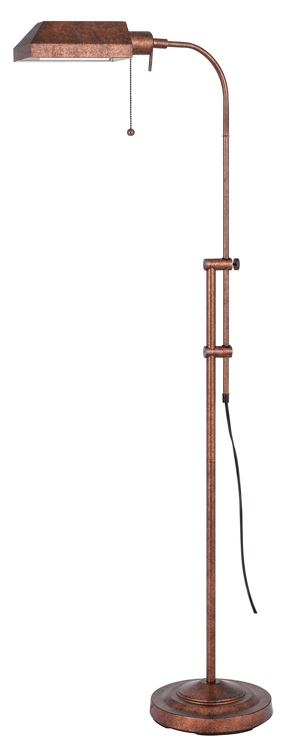 Cal Lighting Bo-117Fl-Ru Adjustable-Height Pharmacy Floor Lamp, 100W, Rust, Metal, 62 X 23.3 X 11