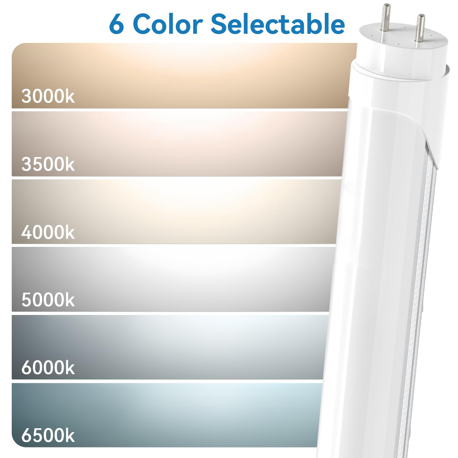Jesled T8 Led 4Ft Tube Lights, Type A+B, 24W, 3200Lm, 6Cct 3000K | 3500K | 4000K | 5000K | 6000K | 6500K, Plug And Play Or Balla