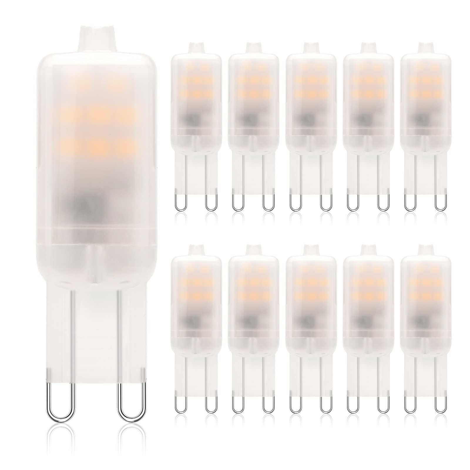 RuLEDne G9 LED Bulb 2W, Frosted T4 Corn Bulb, 200LM, 2700K Soft Warm White, Non-Dimmable, 10 Pack,