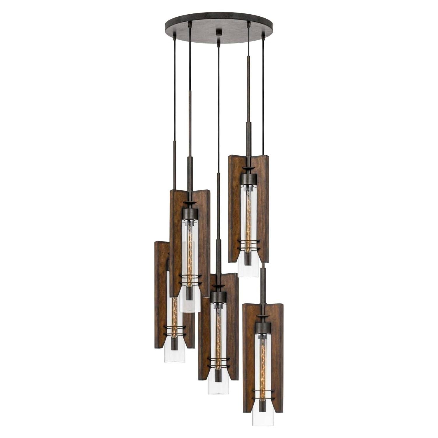 Cal Lighting FX-3690-5 Restoration Five Light Pendant from Almeria Collection in Bronze/Dark Finish, 19.50 inches