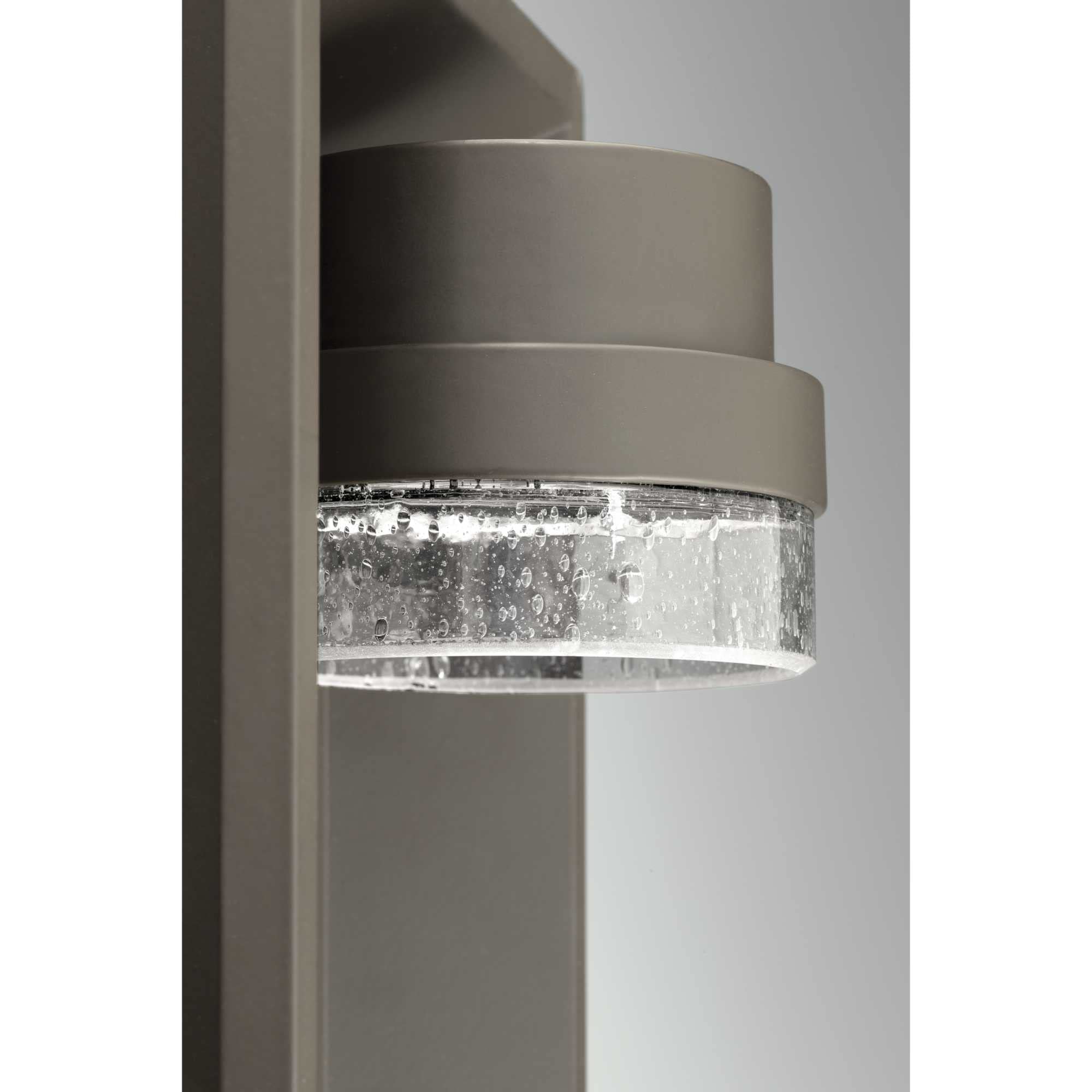 Progress Lighting 1-Light Outdoor Wall Lantern, Architectural Bronze, Clear Seeded Glass, Aluminum, Model P560029-129-30, Size 16x7.5x7.5