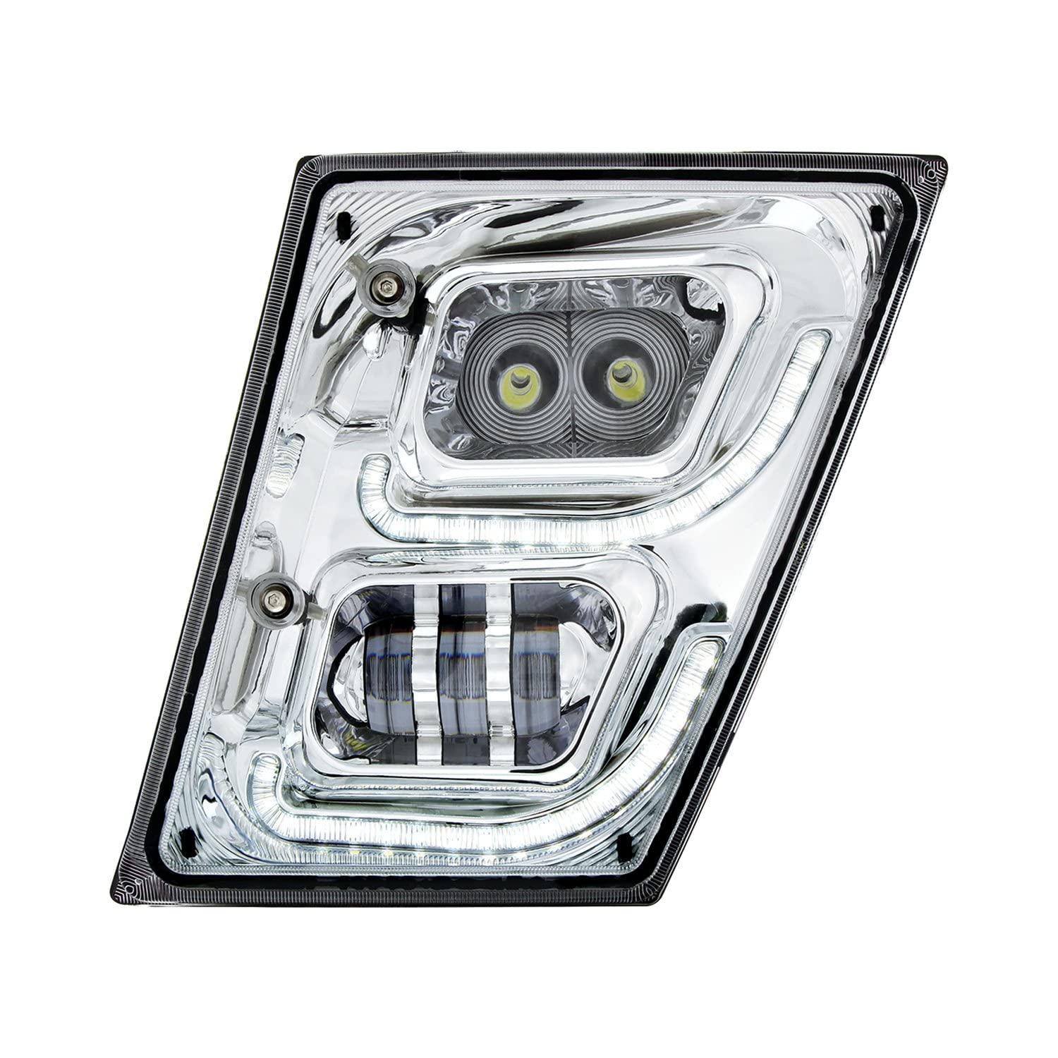 United Pacific Fog Light - High Power LED, Chrome, Driver Side, with DRL & Position Light for 2003-2017 Volvo VN/VNL Model 32594