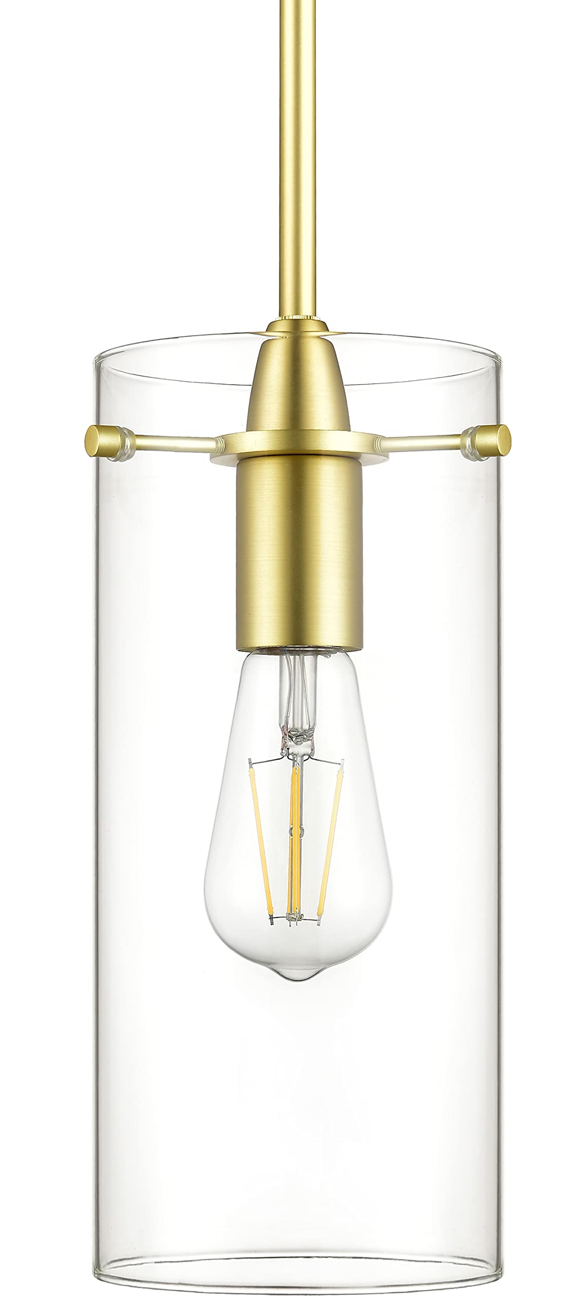 Linea di Liara Pendant Light Fixture, Modern Gold, Large Clear Glass Shade, Model LL-P315-SB, Industrial Farmhouse Design