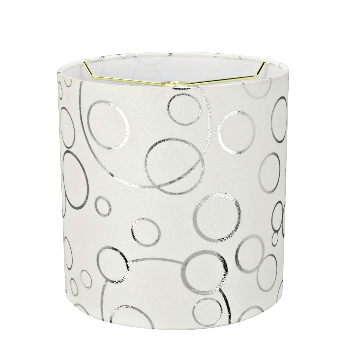 Aspen Creative Drum Lamp Shade 8in Suede Fabric White with Silver Circle Pattern Model 31234A