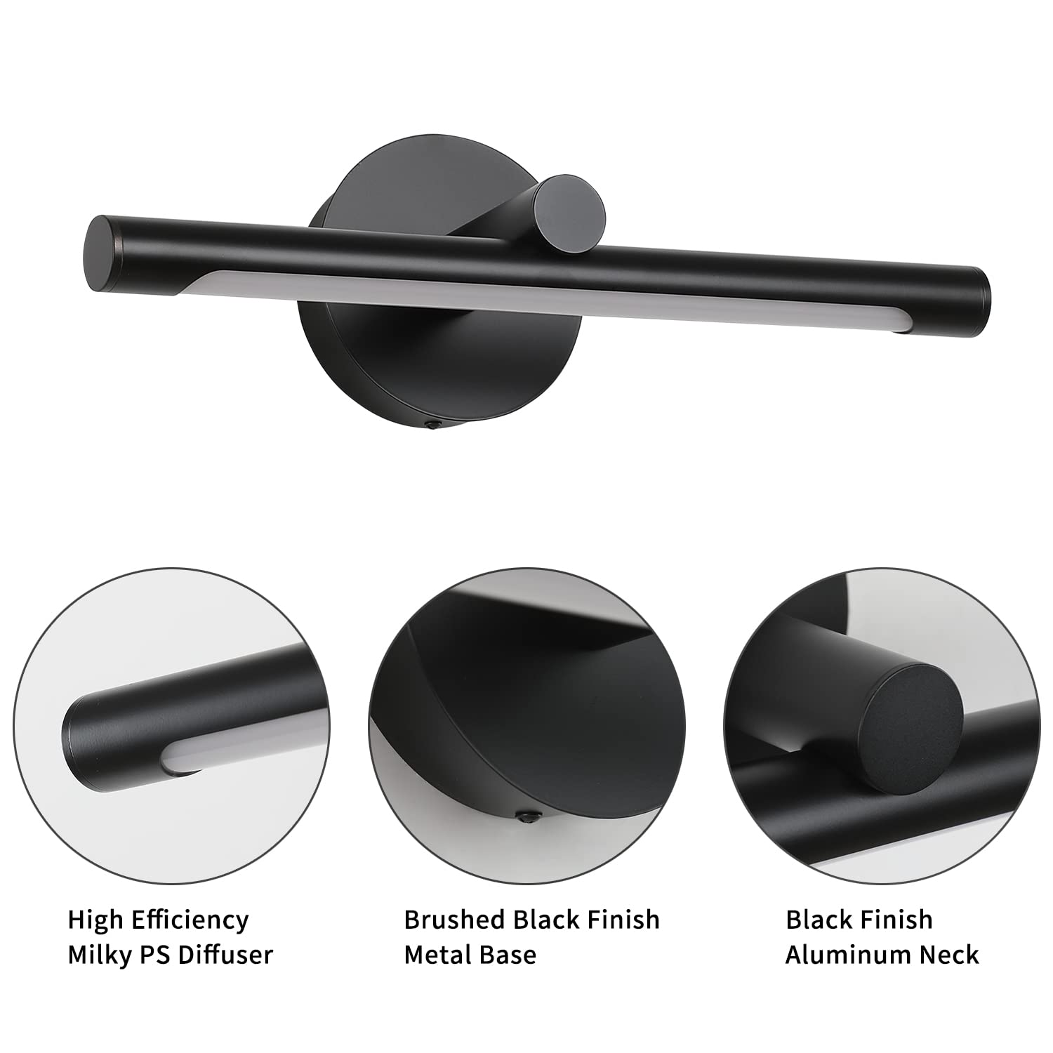 Jusheng Black Picture Light Hardwired 16.54'' Inch, Modern Picture Lights For Paintings Led Wall Art Light Gallery Display Light Artwork Lighting 7W 3000K Warm White