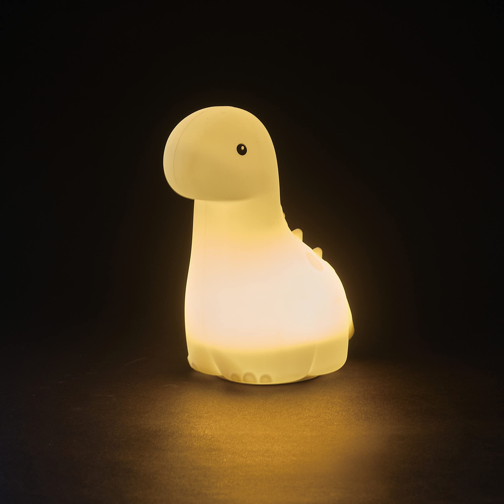 Globe Electric Brontosaurus LED Night Light Table Lamp, Rechargeable Silicone, White, Model 13848