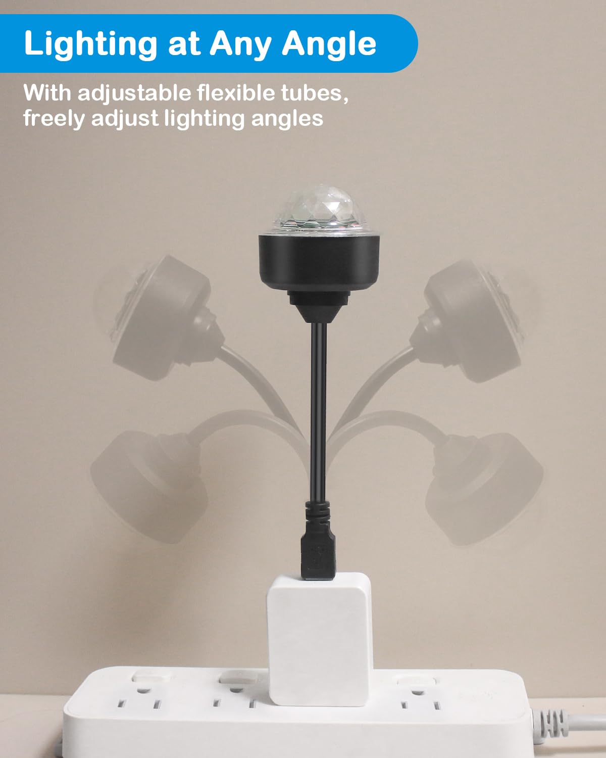 Luditek Mini Disco Ball Light, Sound Activated Strobe, 4 Pack, USB Extender, Black, Model GT163, Party Decorations for Halloween and Christmas