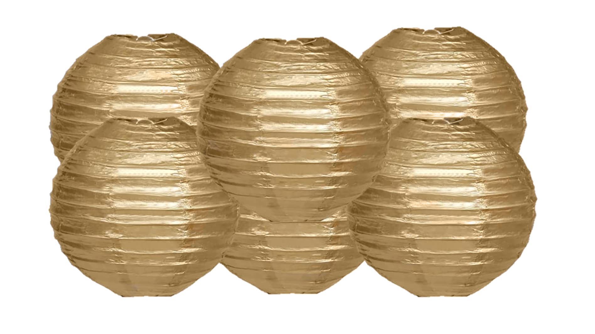Pack Of 6 Round Paper Lanterns Lamp Wedding Birthday Party Decoration (Gold, 4''/10CM)