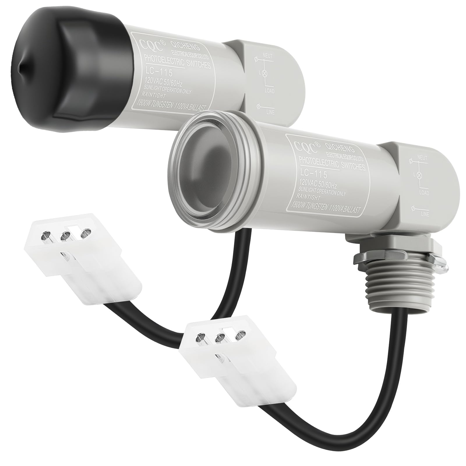 Retisee 2set 120vac Dusk to Dawn Light Sensor Switch, Photocell Light Control with Swivel Mount for Outdoor Low Voltage Landscap