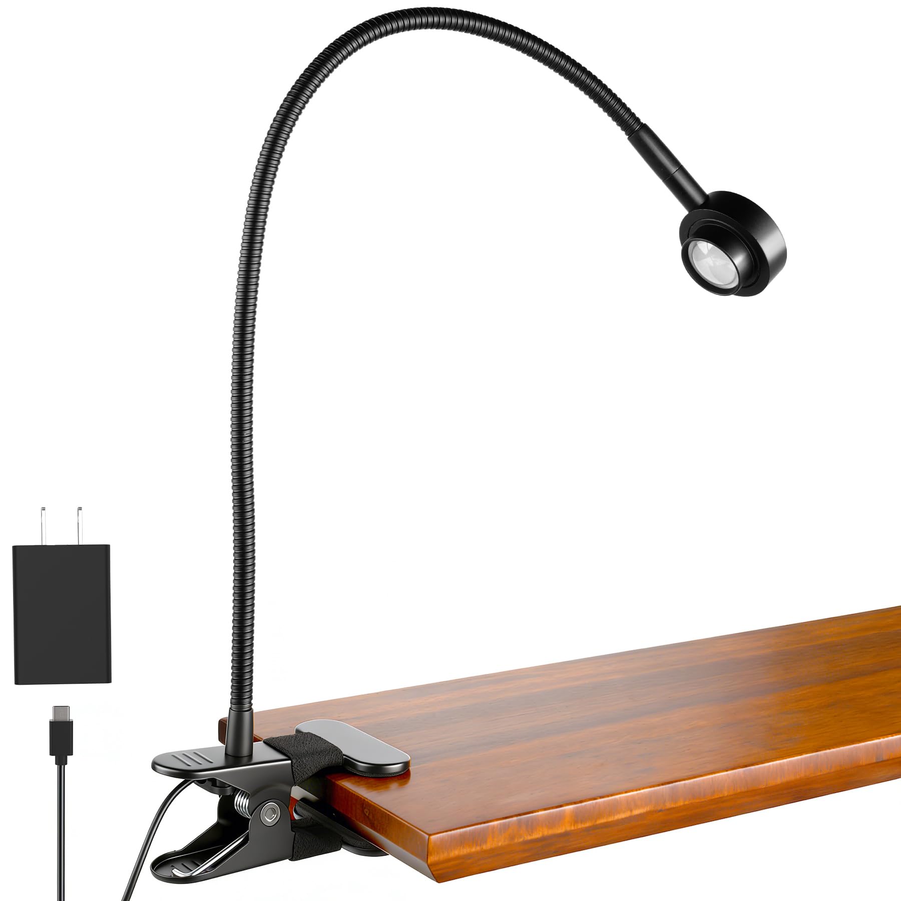 RVSPARK Clip On Light, 3 Color Mode Dimmable LED Book Light, Flexible Reading Light Desk Lamp for Studying,Working,Crafting,Hobb
