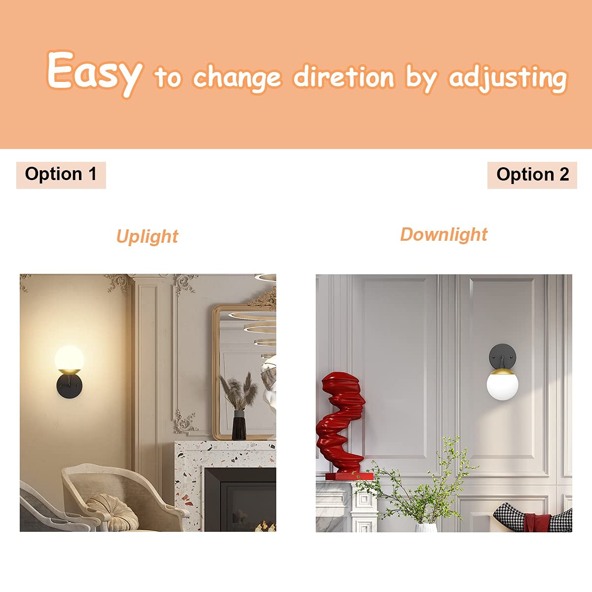 Tipace Black and Gold Wall Light, Mid Century Modern Sconce, 3000K G9 Bulb Included, well-made Metal, Model 020