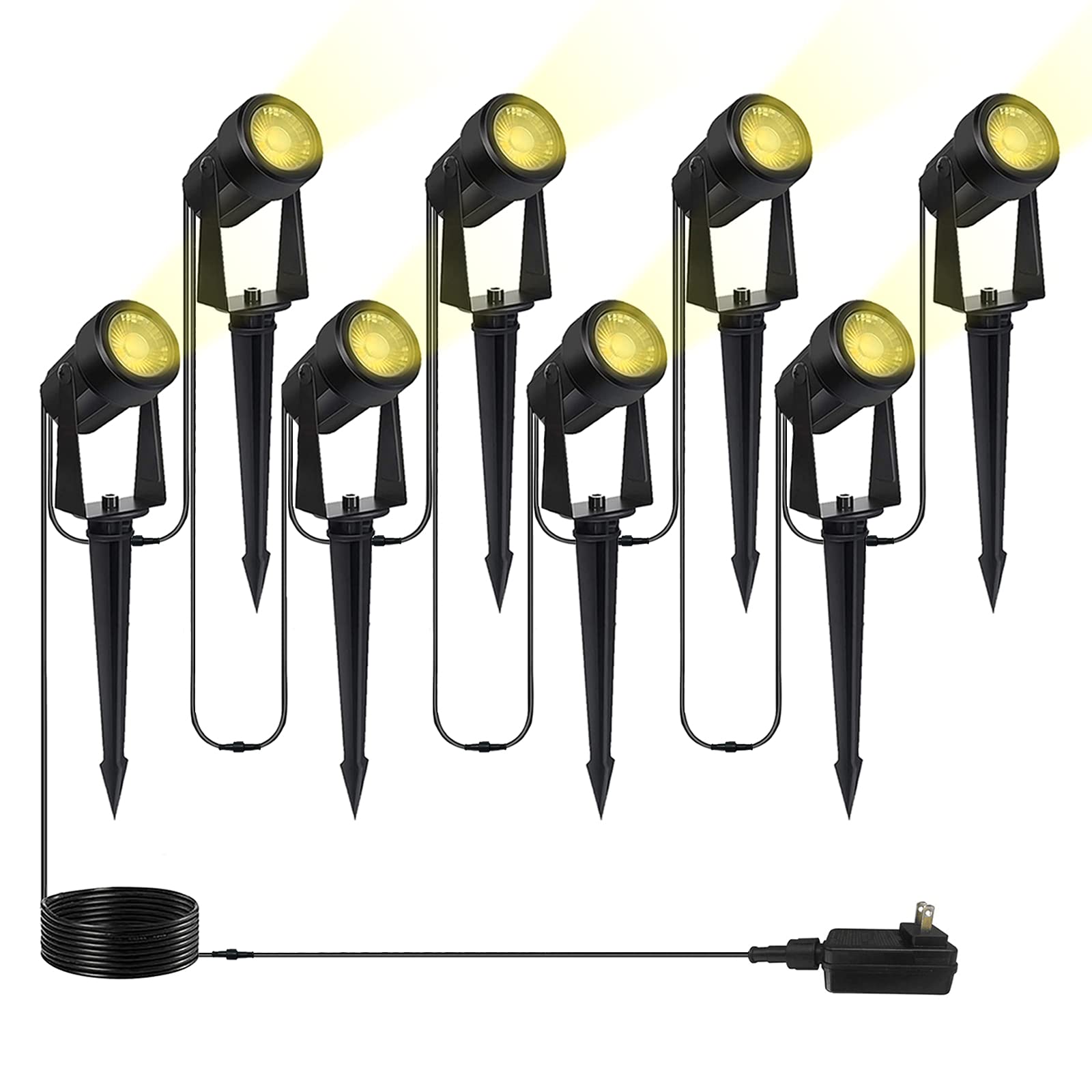 Sunthin Outdoor Landscape Lighting, 8 Pack Led Spot Lights Kit For Garden, Yard, House, Lawn, Tree, Flags, Fence Use, Warm White
