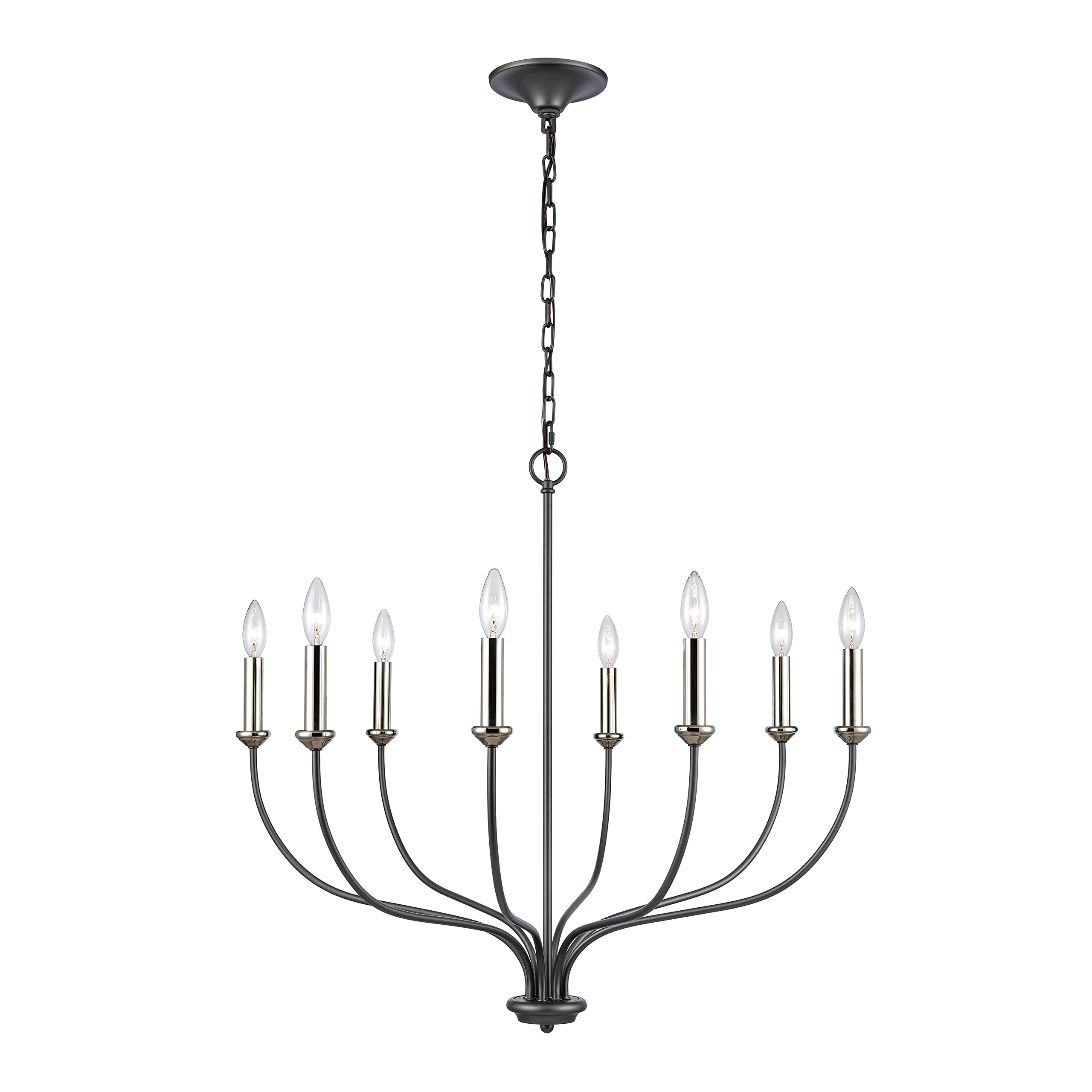 Elk Home Madeline 8-Light Chandelier, Dark Gray Finish, 32.5&quot; Wide, Transitional Style