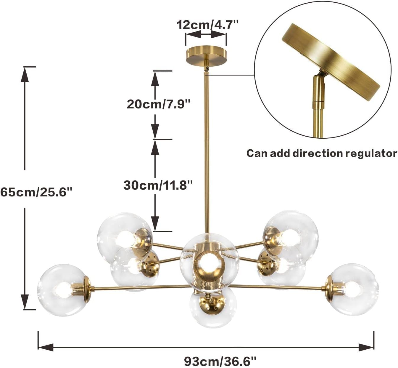 Kco 8-Light Modern Sputnik Chandelier - Gold & Clear Glass Globe Ceiling Pendant Light