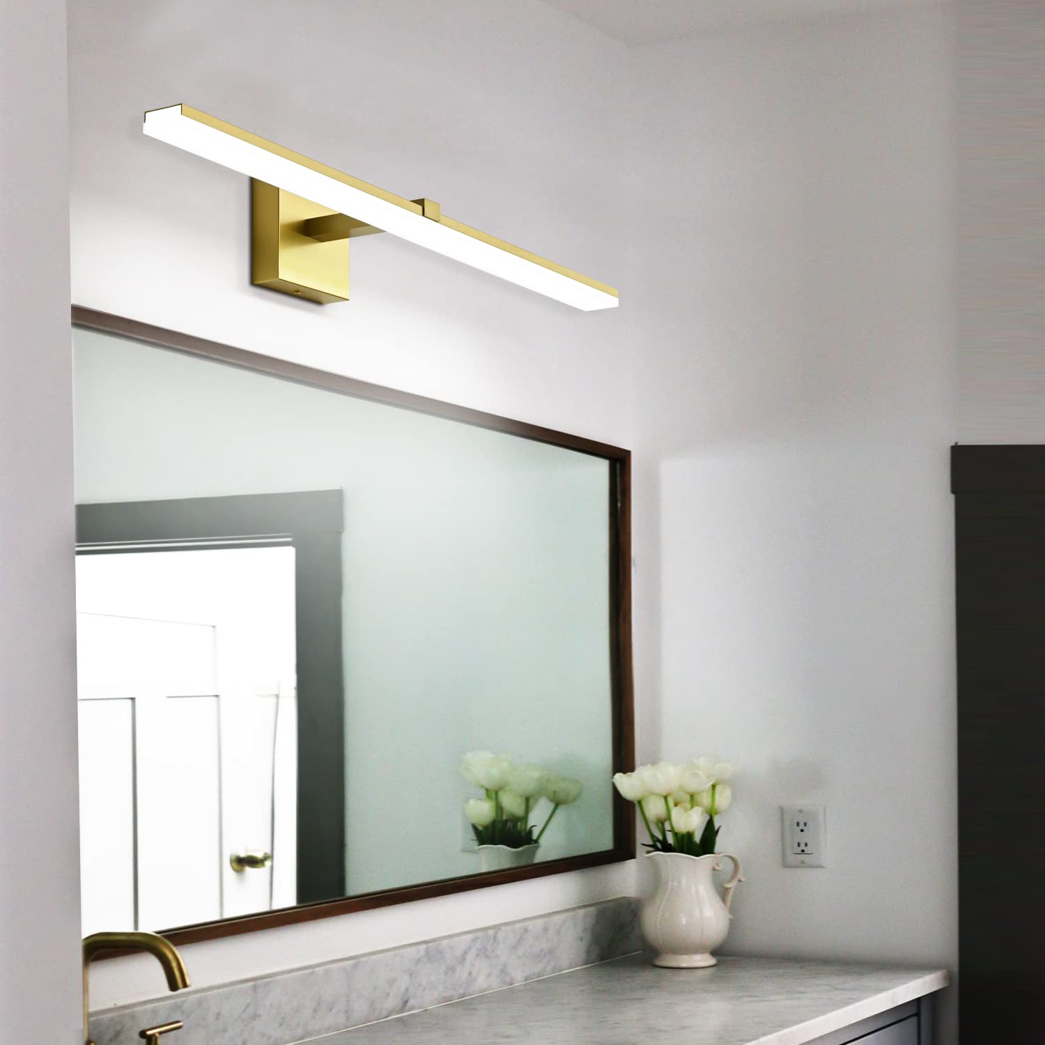 Zuzito 24In Bathroom Light Fixtures Gold Dimmable Modern Led Vanity Lighting Wall Mount Lamps