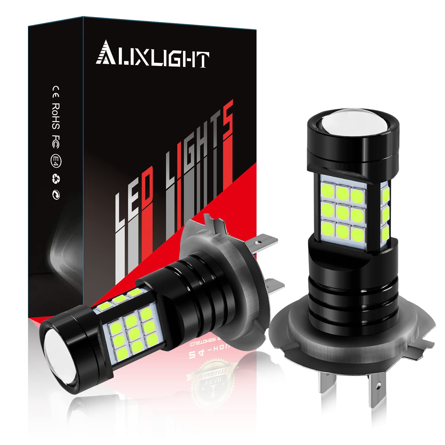 AUXLIGHT H7 LED Fog Light Bulbs, 2400 Lumens, Ice Blue, H7/H7LL, Aluminum