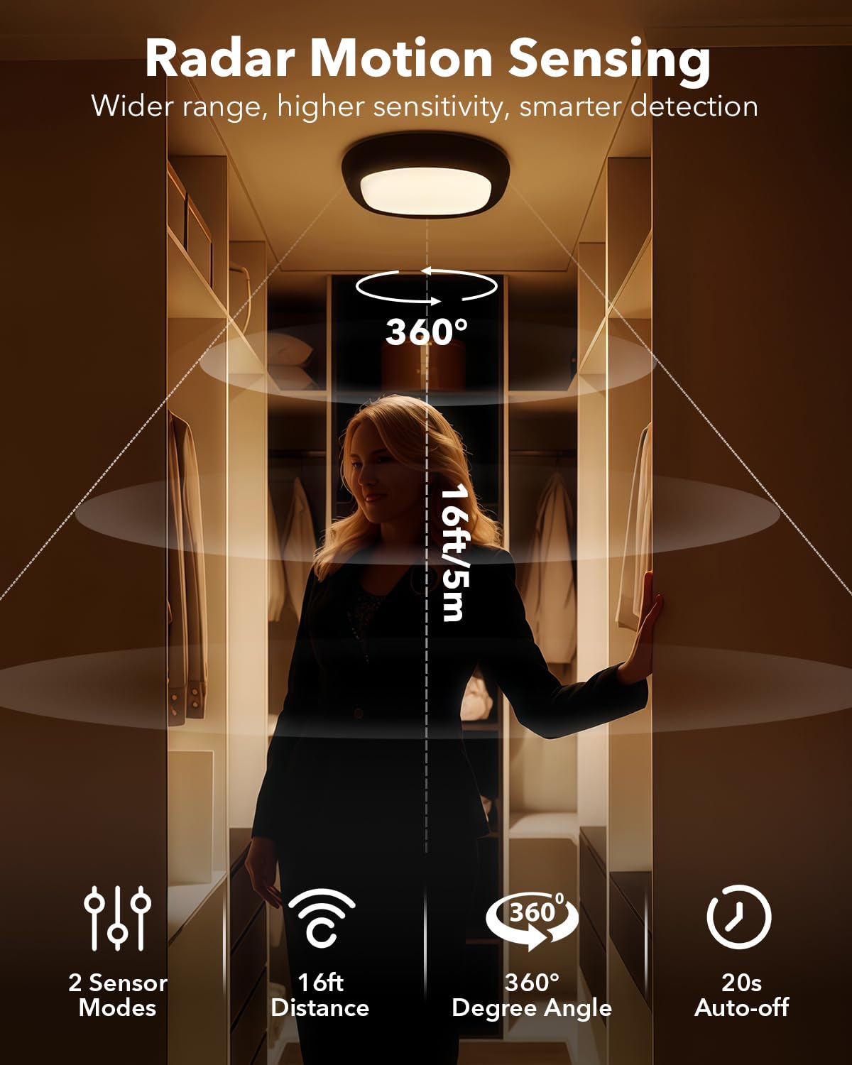 Tedmos Motion Sensor Ceiling Light, 2 Pack, Rechargeable, Wireless, Indoor LED, Black, Model aaa96184-8e31-4d29-804a-ccd5412b