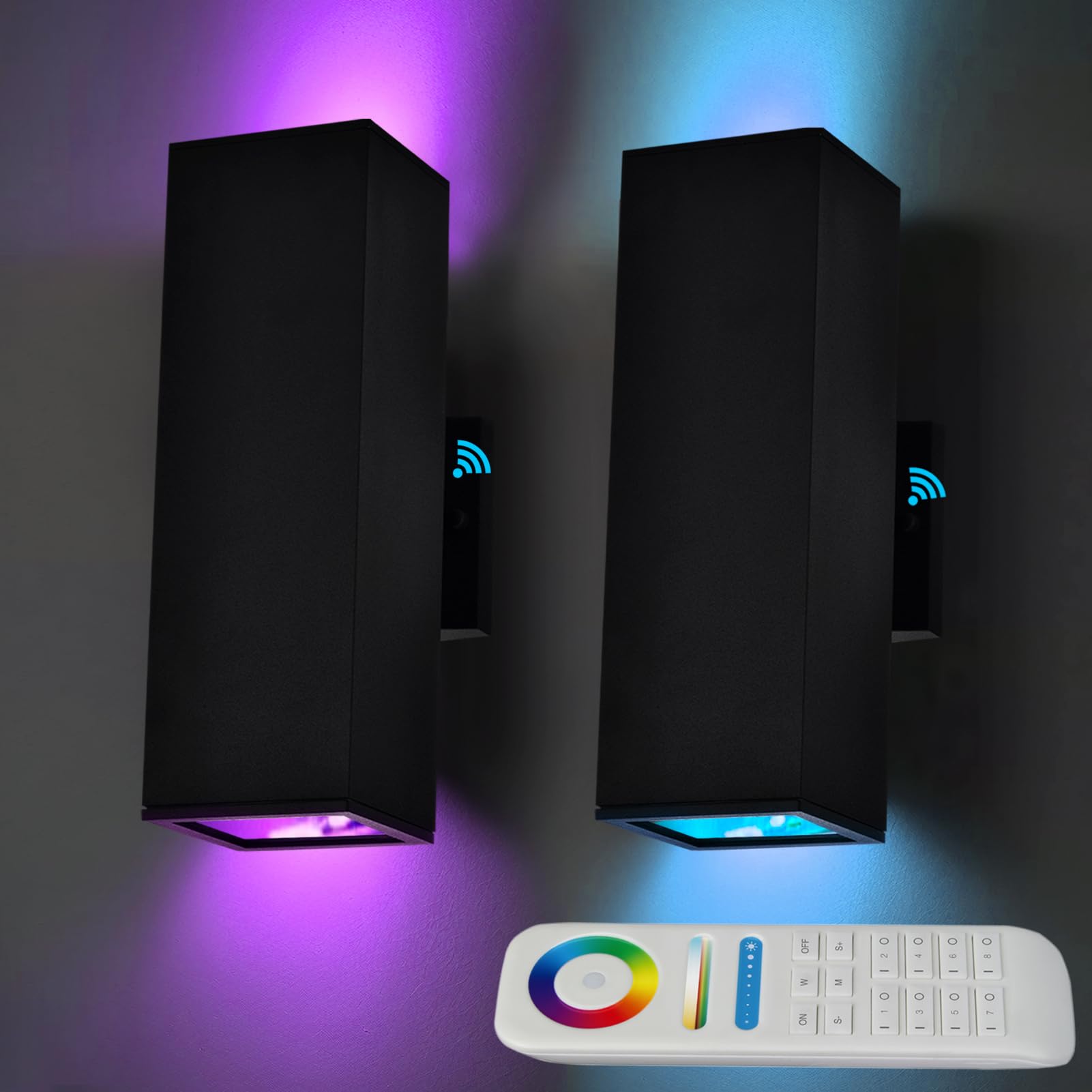 iYogaled Up and Down Lights Outdoor Wall Lights, RGB LED Dusk to Dawn Outdoor Lighting, IP56 Black Aluminum Anti Rust Waterproof