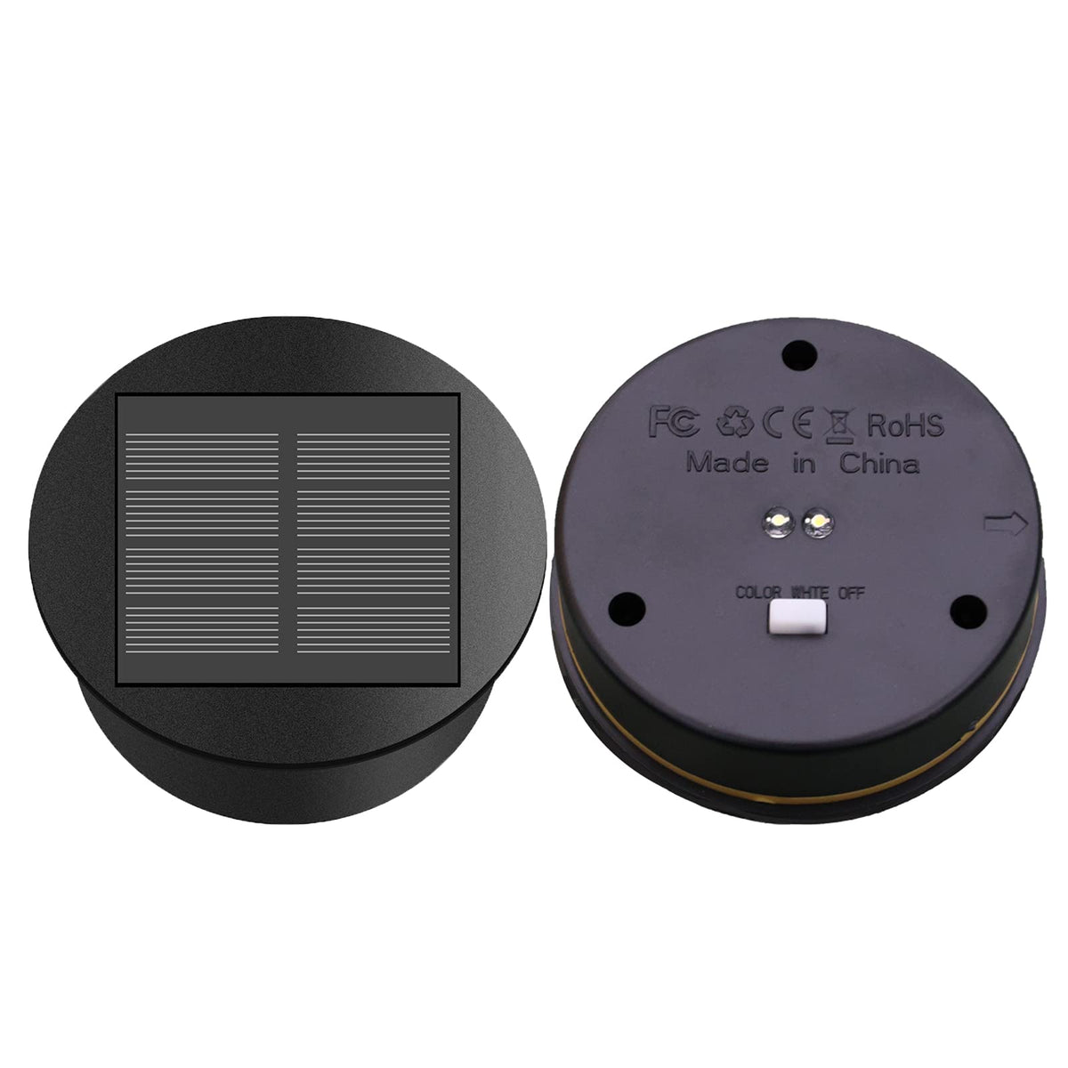 Znycye 2 Pack Upgraded Solar Replacement Top(Top Size 3.15 In, Bottom Size 2.76 In) Double Led Light Modes For Outdoor Lanterns