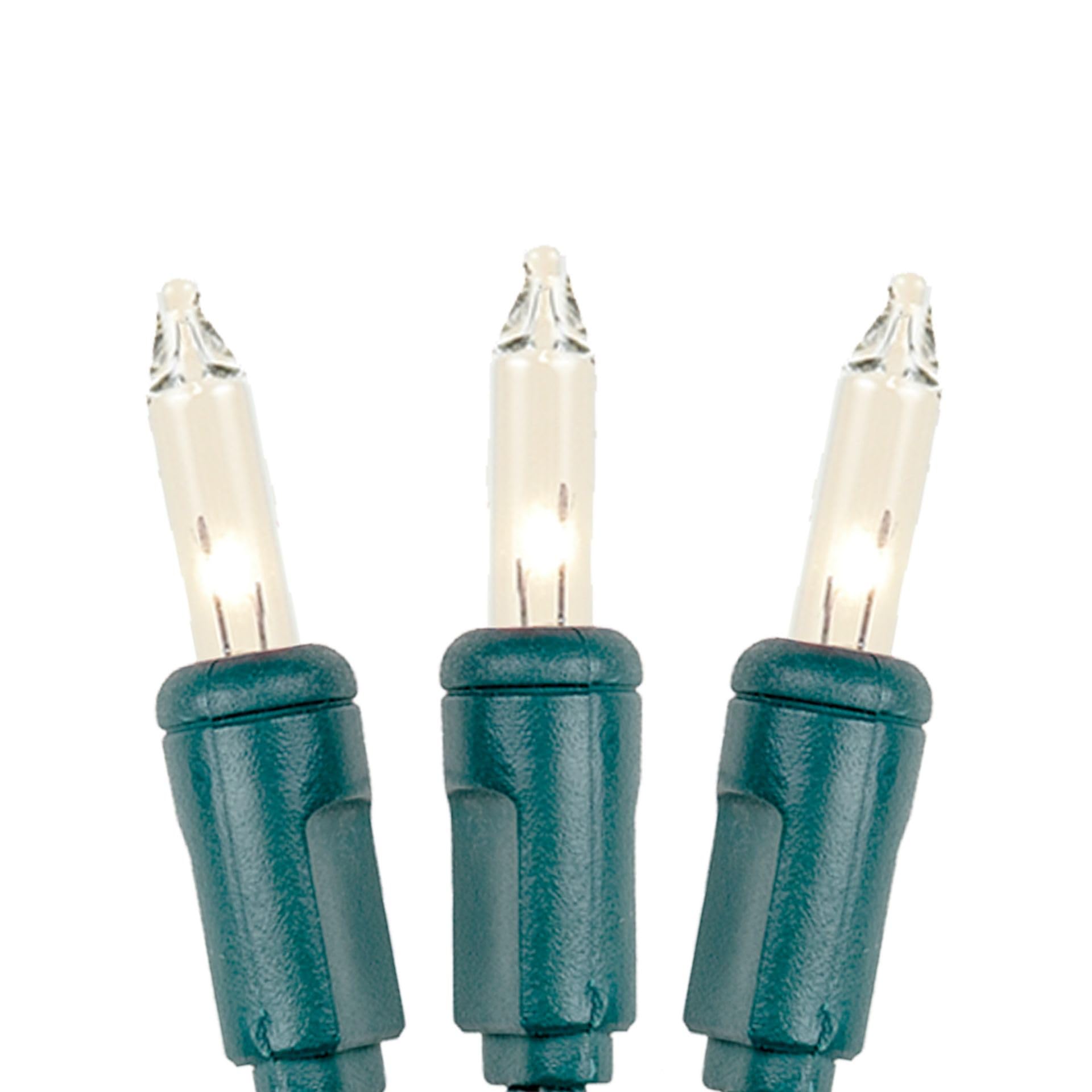 Novelty Lights 34 Feet 100 Bulbs Traditional Incandescent Mini Lights, Clear On Green Wire With 4 Spacing, Commercial Grade And