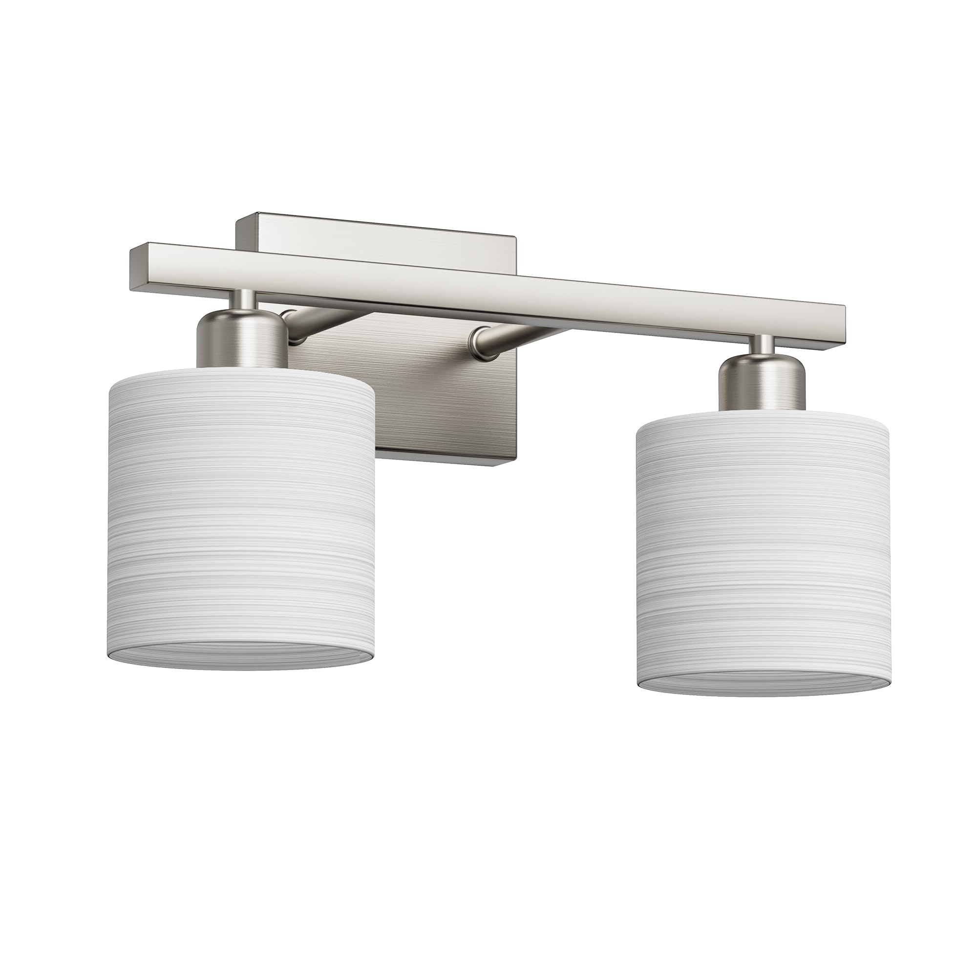 PARTPHONER Classic Vanity Lights, 2-Light Brushed Nickel, Textured Frosted Opal Glass Shades, Model PAWL200AS1