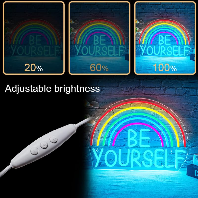 WLHOPE Neon Sign for St. Patricks Day, Dimmable Rainbow Clover Light, 32 cm x 34 cm, Acrylic Wall Decor for Bedroom Living Room