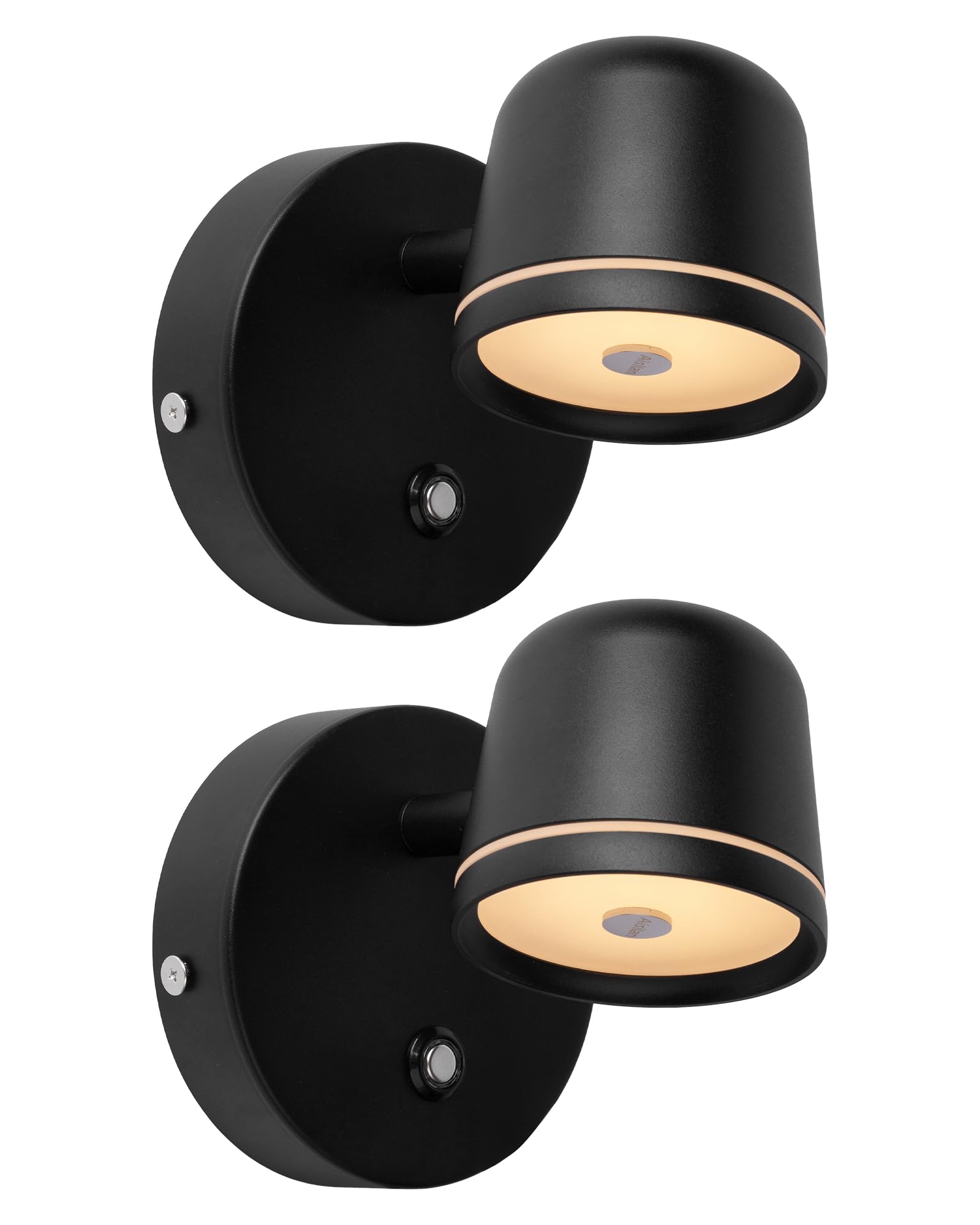 Aisilan Wall Sconces Set of 2 Dimmable 7W Indoor Light Fixtures Adjustable Hard Wire Black Model BD313a