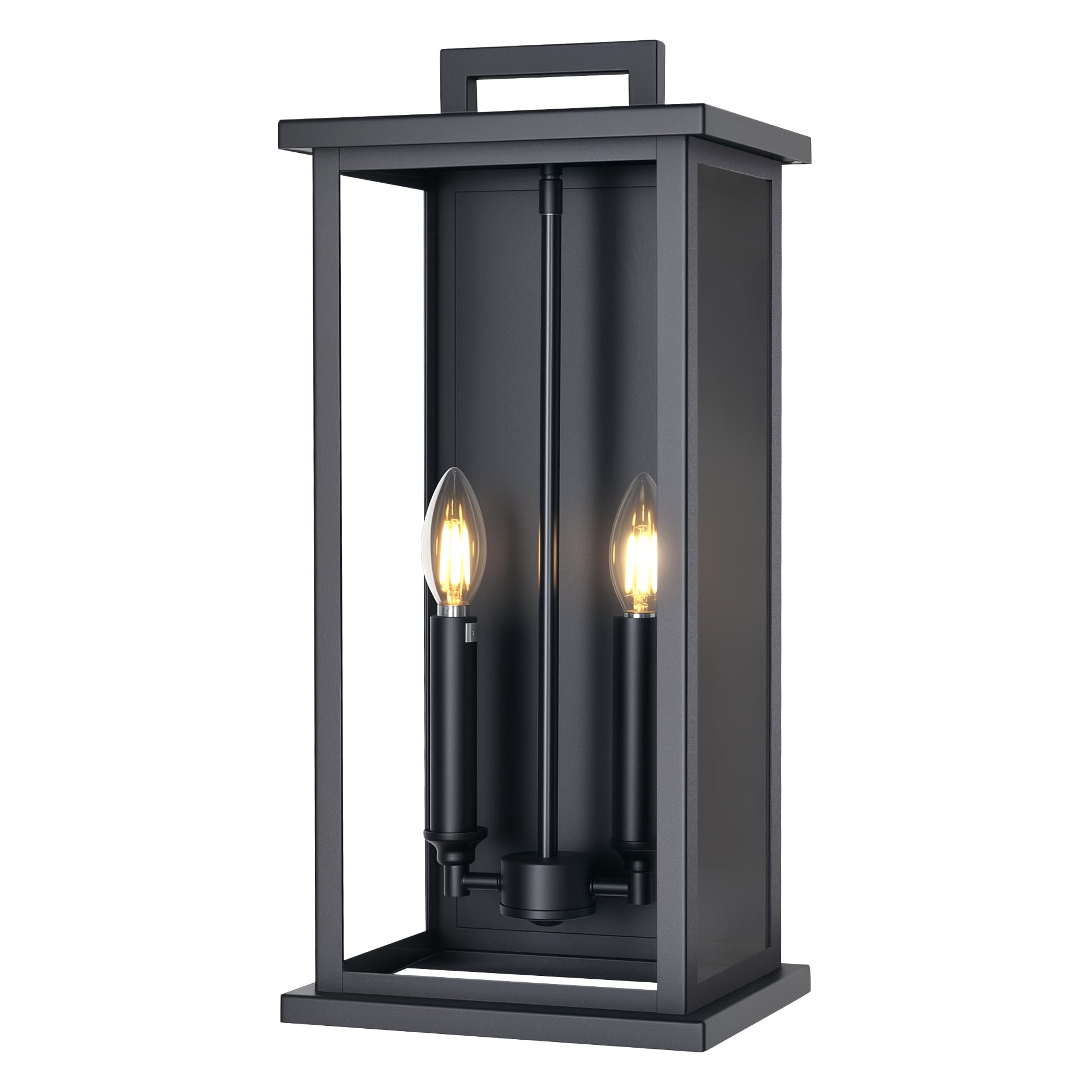 ZSMAIKU Extra Large Outdoor Wall Lights Modern Outdoor Garage Lighting Fixture Exterior Porch Front Door Light Waterproof Outside House Lights Wall Mount with 2 * E12 Sockets & Thick Glass Shades
