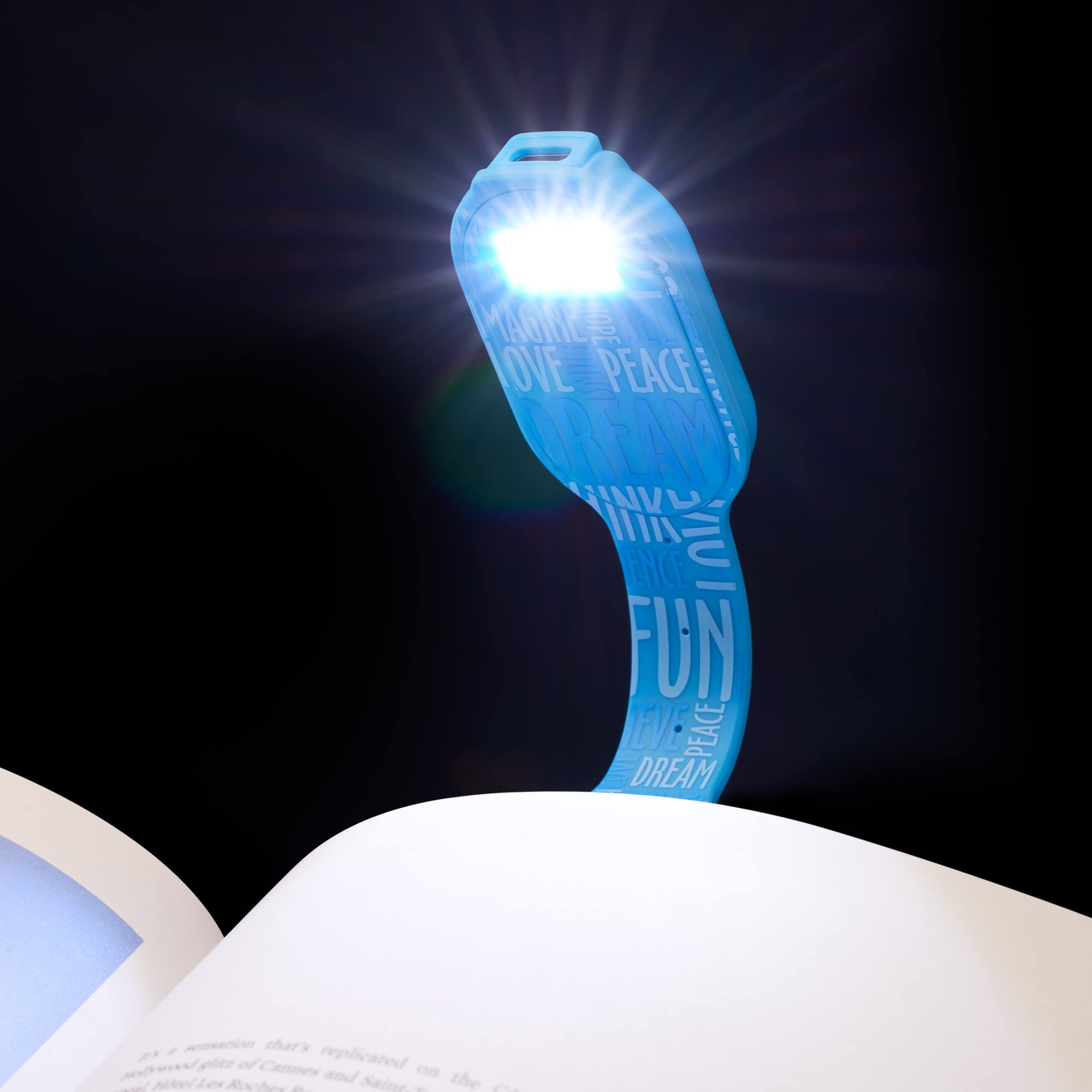 Gifts for Readers & Writers LED Reading Light | 2-in-1 Clip-On Bookmark | Rechargeable | Blue Words