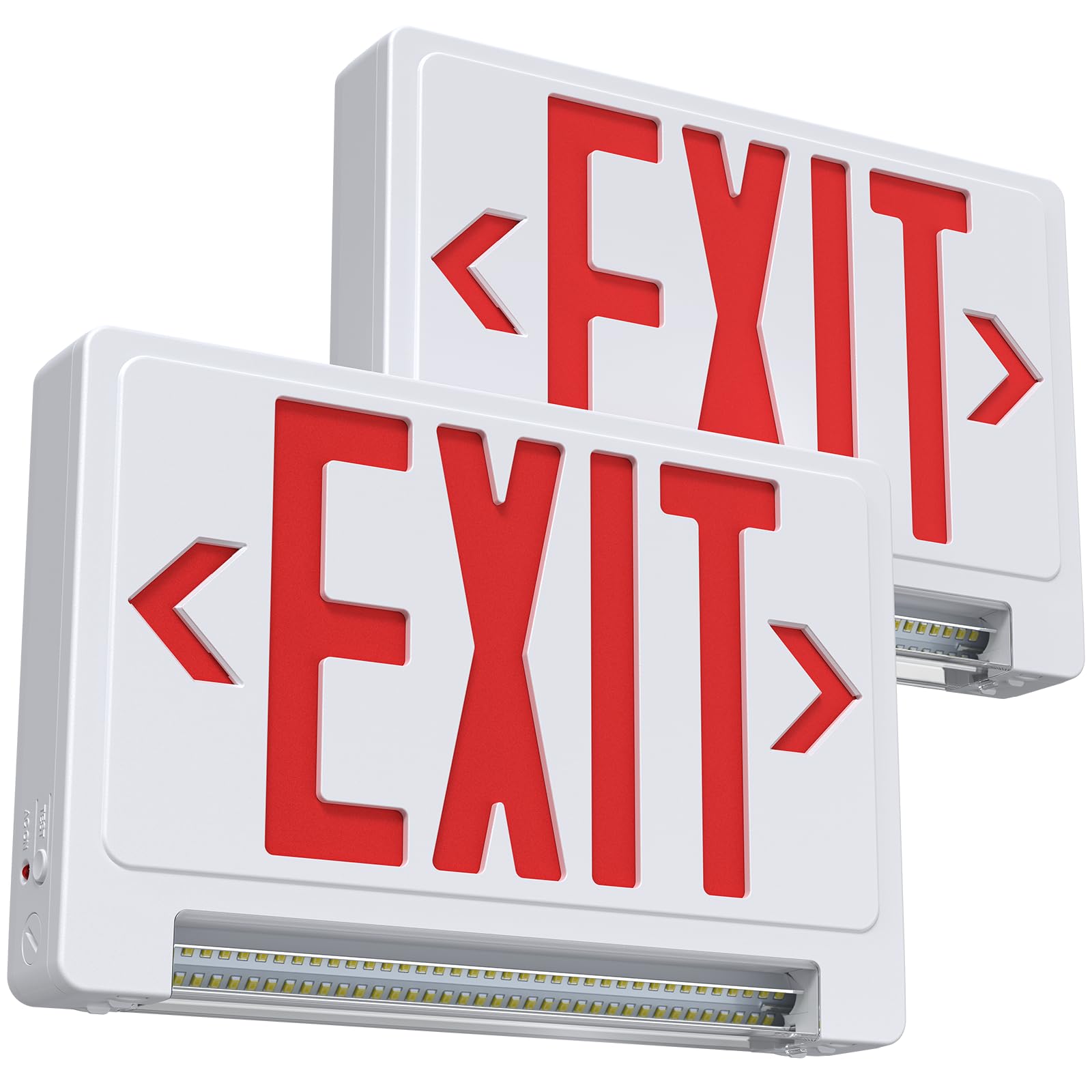 SASELUX Exit Sign with Adjustable LED Pipe, Exit Signs with Emergency Lights Bar Combo, Compact Hardwired Exit Sign with Battery