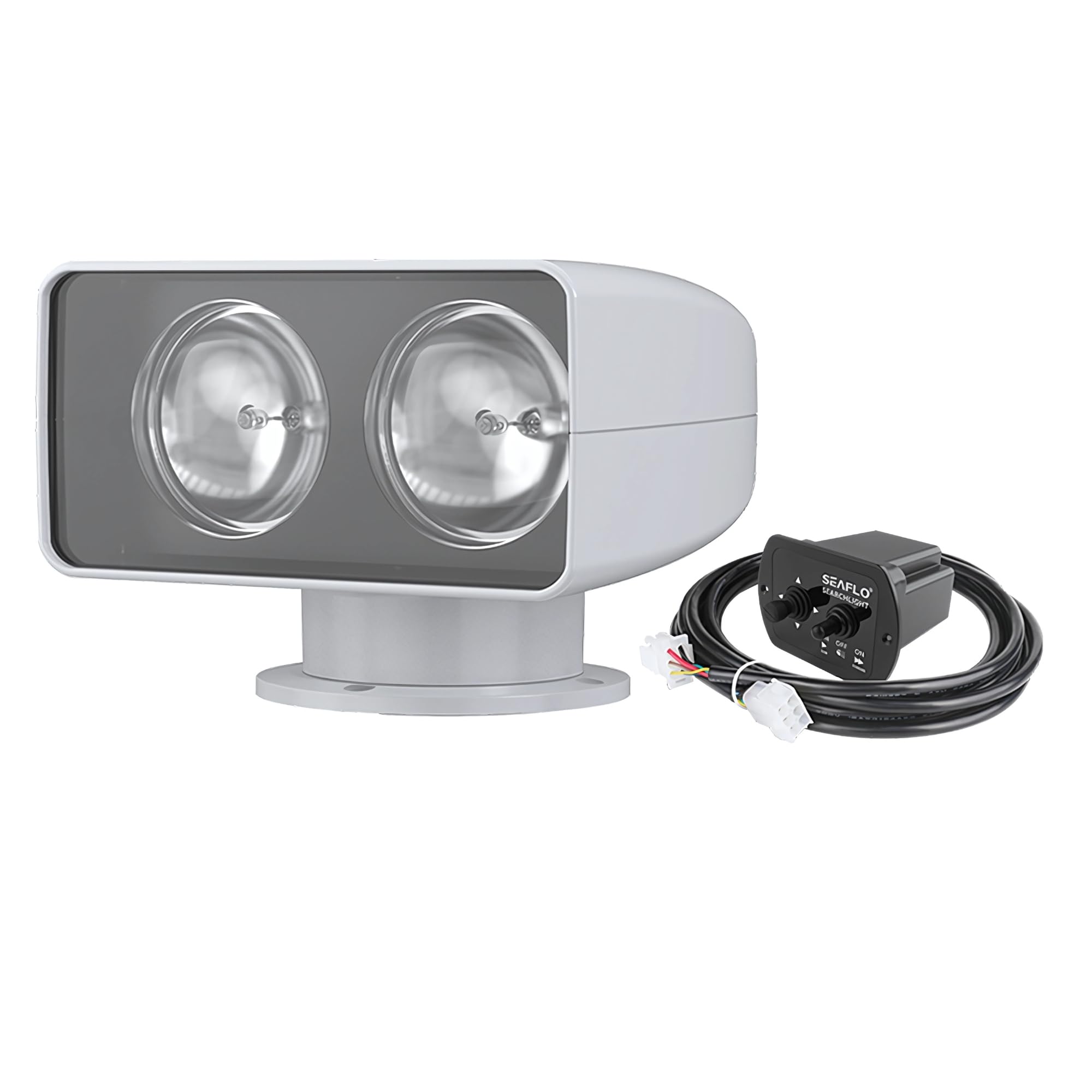 SEAFLO 03 Series 360° Rotating Boat Searchlight, 100W, IP65 Waterproof, 1378 FT Beam, 24V, White, Model SFSL2-100