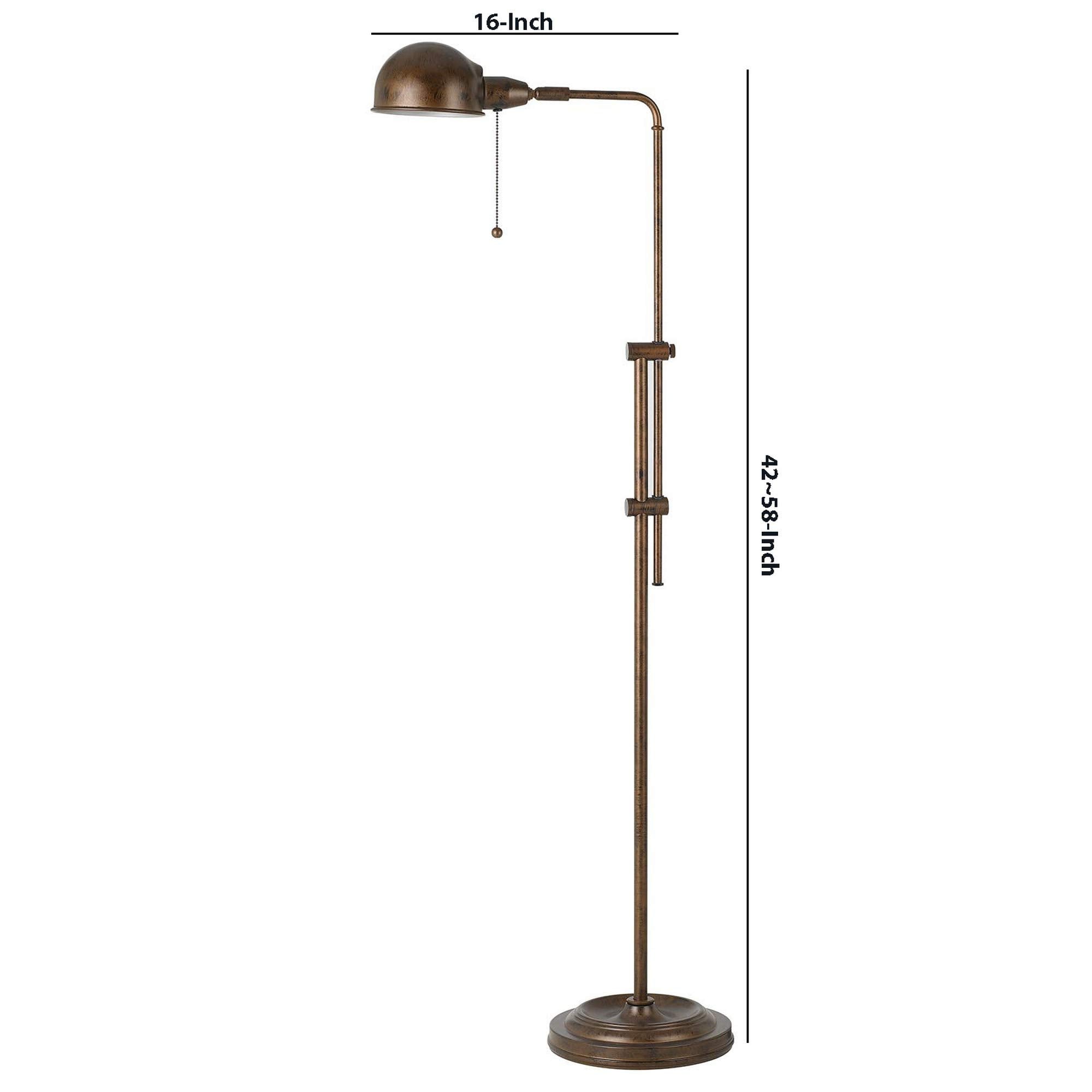 Benzara Adjustable Height Metal Pharmacy Lamp, Bronze, Model BM220839, Pull Chain Switch
