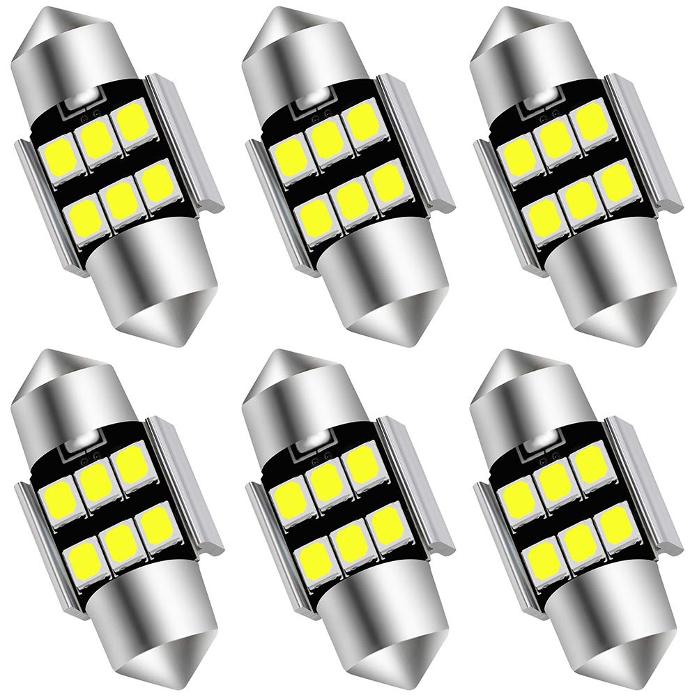 Auxlight 6614 6641 6612F 6615 F30-Whp Ts-14V1Cp 29Mm 1.14Festoon Led Interior Light Bulbs 6000K Xenon White, Super Bright 6Smd C
