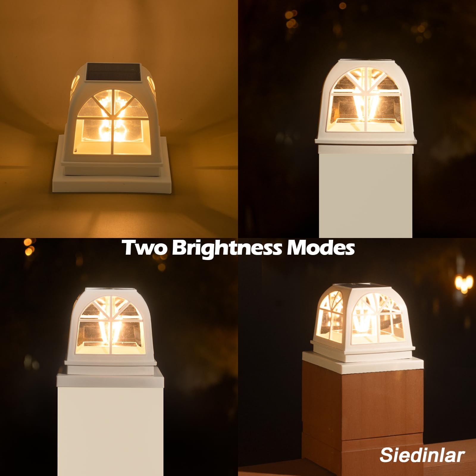SIEDiNLAR Solar Post Lights - 6 Pack Warm White Edison LED Bulbs for 4x4 & 5x5 Posts, Durable White ABS, Outdoor Fence Decoration