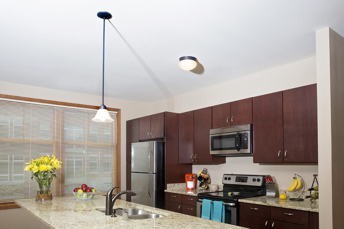 Design House 514547 Millbridge Traditional 1-Light Indoor Flush Mount Ceiling Light Dimmable Alabaster Glass For Bedroom Dining