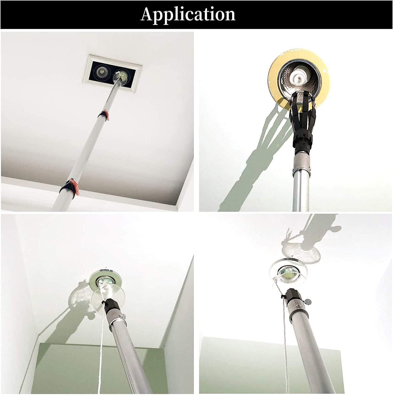 Buyplus 18FT Reach Light Bulb Changer with 12FT Telescopic Pole, Aluminum, for High Ceilings and Recessed Lights