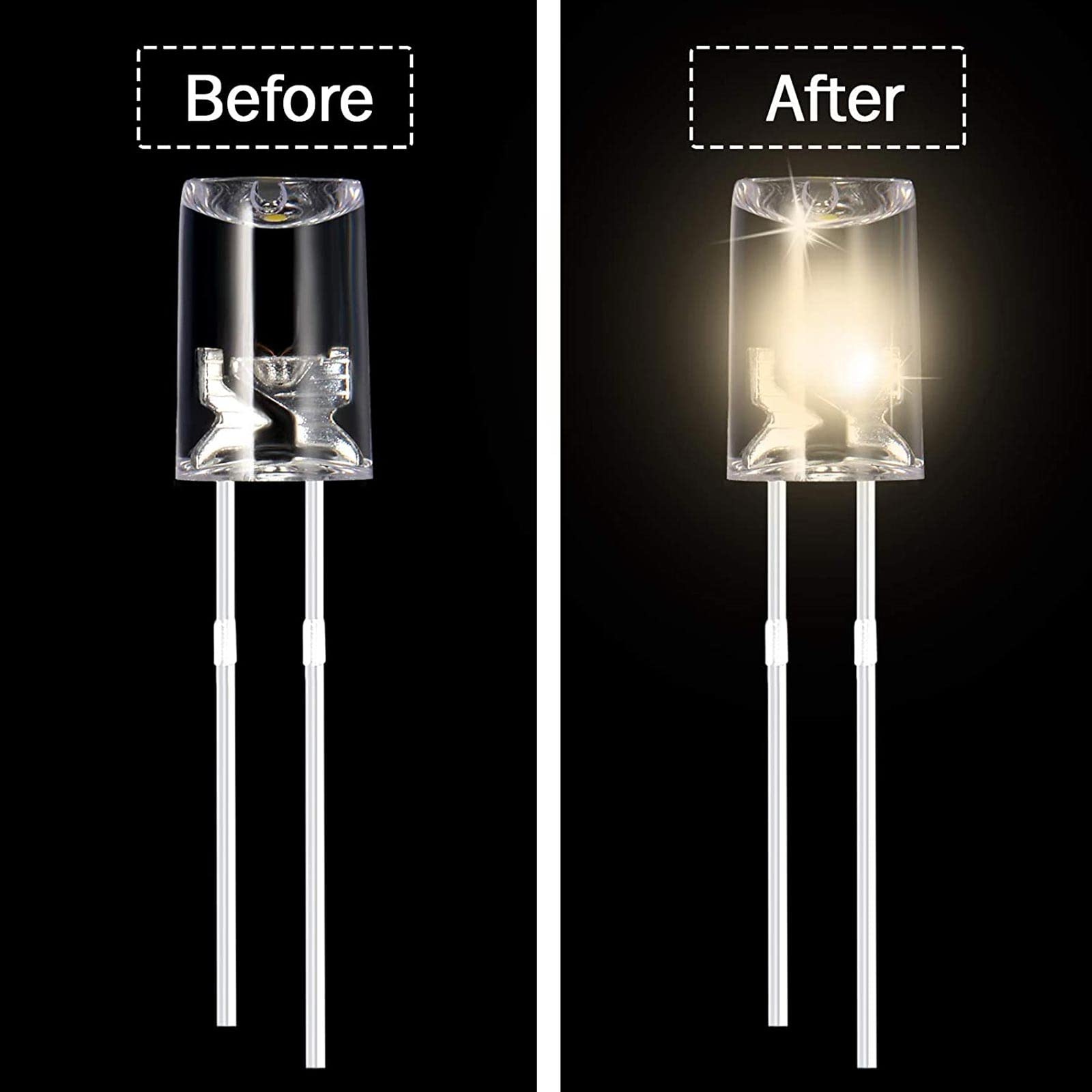 Honoson LED Replacement Bulbs, 3mm 3V 0.06W, 60 Pcs Warm White String Lights for Outdoor, Festival, Patio, Garden, Wedding