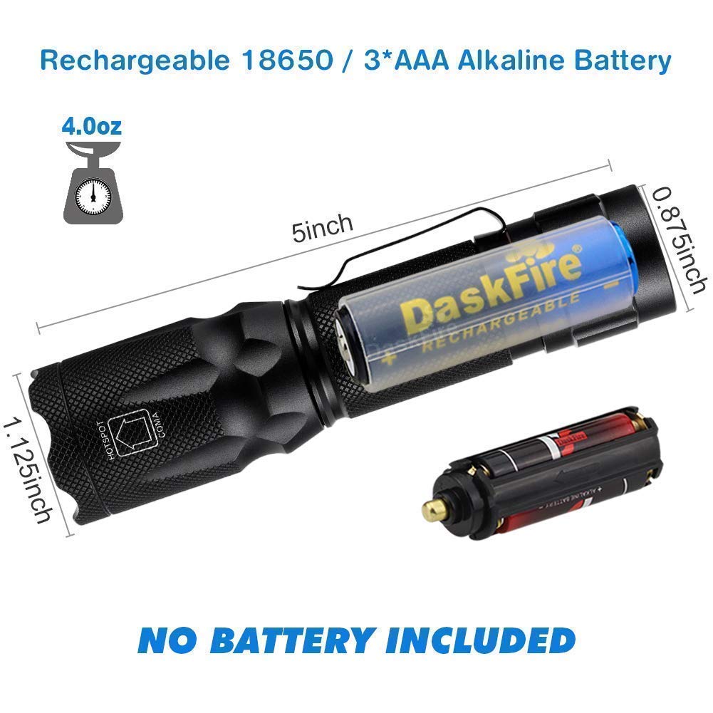 DaskFire Blacklight Flashlight - UV 395nm, High Lumen, Aluminum, Ideal for Home Security, Camping, Scorpion Hunting, Pet Stain Detection