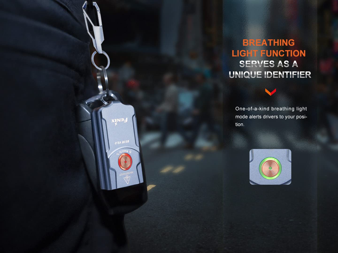 Fenix E03R v2.0 Keychain Flashlight, 500 Lumen, USB-C Rechargeable, Blue, Anodized Aluminum
