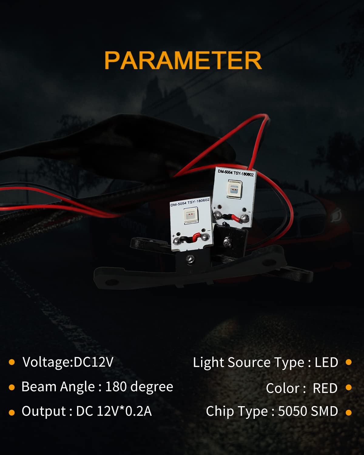 Qasim LED Devil Eye DRL Module for Projector Lens Retrofit, Red, 2-Pack