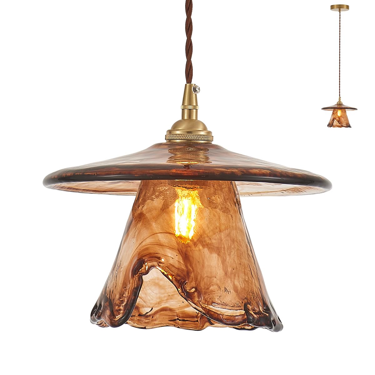 YLONG-ZS Vintage Pendant Light Glass Kitchen Island Light Fixtures Modern Brass Gold Hanging Lights for Kitchen Island Dining Room Bedroom Living Room