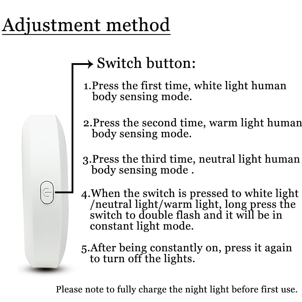 Consss 2 Pack Motion Sensor Light Indoor,Nightlights With Light Sensors Automatic/Constant Modes,White Warm & Neutral Light Thre