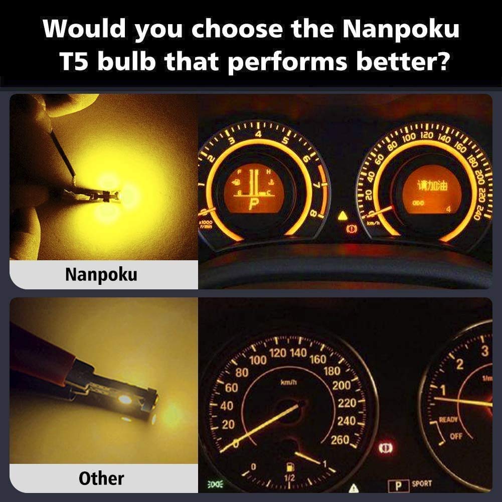 Nanpoku T5 Led Bulbs 74 73 37 2721 Led Bulb For Auto Car Dashboard Dash Instrument Panel Gauge Cluster Indicator Lights Lamp (Am