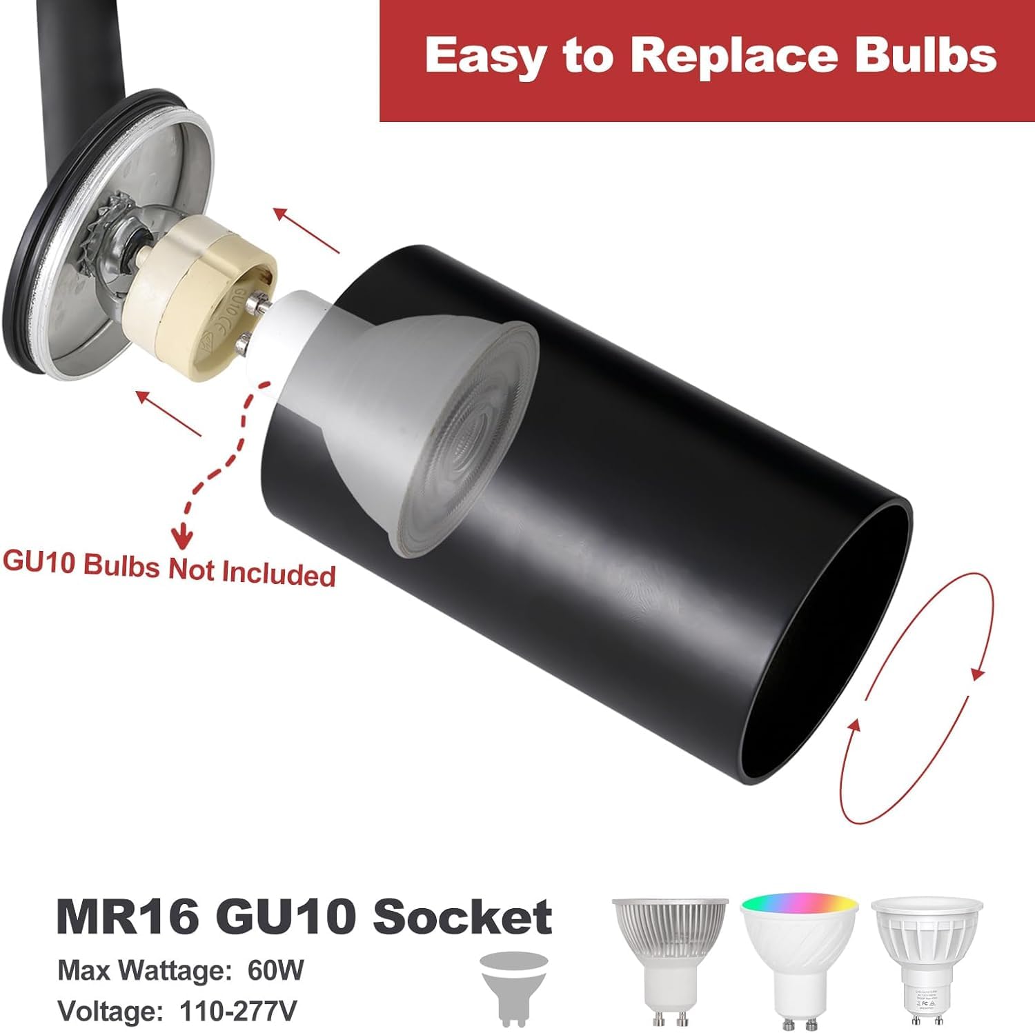 LRAEMXG 6-Light GU10 Track Lighting Kit, Black Aluminum, Modern Design, 6.6FT H Type Rails, Ceiling Spot Lights