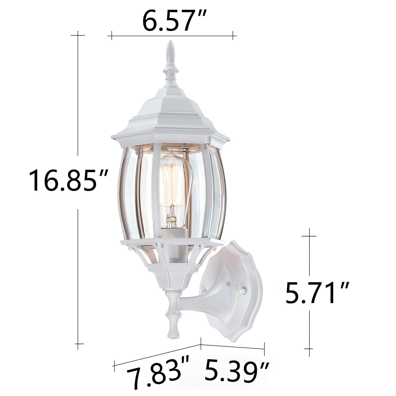 Faymart Lighting 16.8 Inch White Outdoor Wall Light  Outside Porch Sconce White Outdoor Light Fixture For House Front Door Wall Lantern With Vintage Design  Garage Balcony  E26