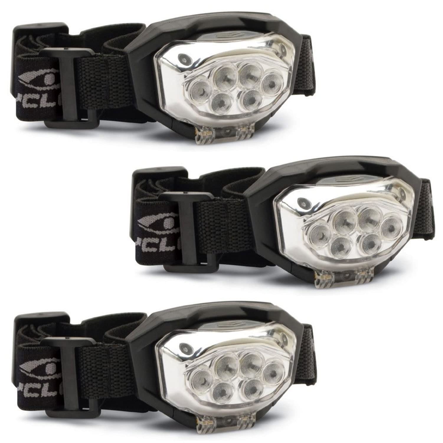 Cyclops Trio 300 | Tactical Durable Lightweight Compact Weather Resistant IPX4 Adjustable Headband 4 Modes Bright 3 Color LED 300 Lumen Headlamp| AAA Battery Included | Pack of 3