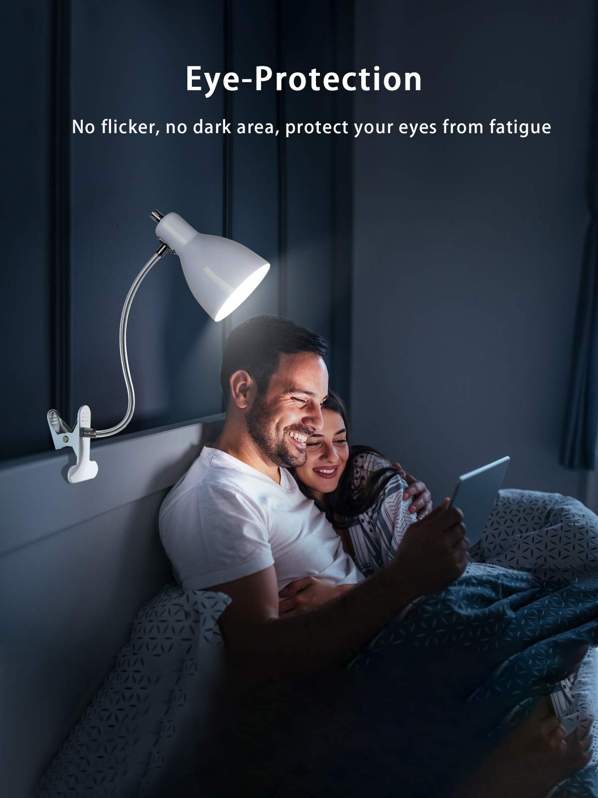 Lalisu Desk Lamp - Eye-Caring Portable Gooseneck Clip Light, White, Model Lalitb004