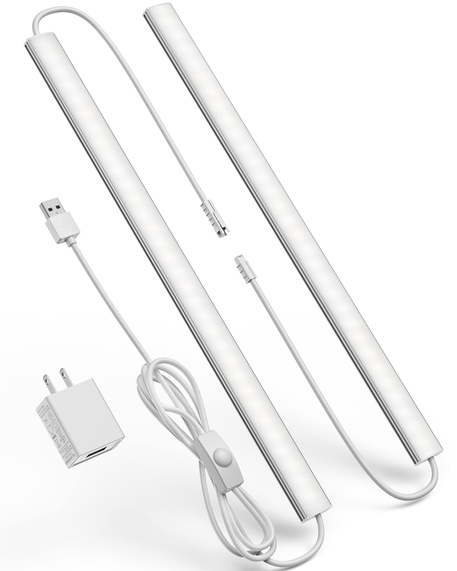 Vovamo Plug-in Under Cabinet Lighting, Dimmable LED Lights, 12 Inch, 2 Pack, Cool White, Model YQ-CGD-2C