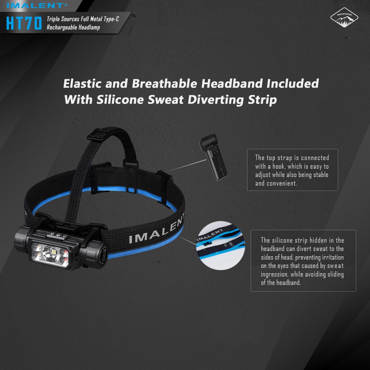 IMALENT HT70 Headlamp - 3500 Lumen Rechargeable LED, Adjustable, Aluminum, Red Light for Camping, Outdoor, Running, Hiking